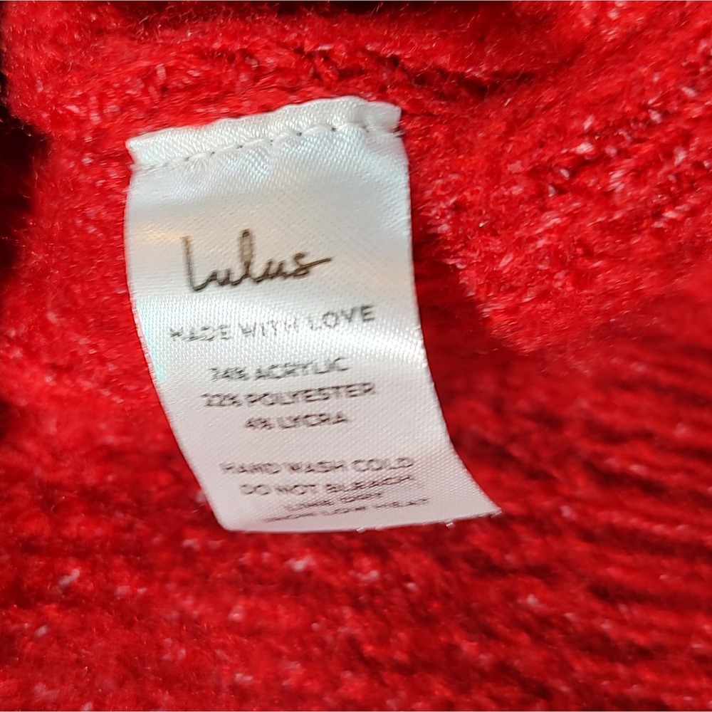 New Chunky Knit Sweater V Neck Relaxed Red Long Sleeve Womens Extra Large Tags - Picture 8 of 10
